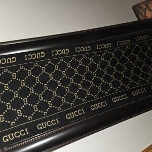 Gucci Beige and Black Logo Scarf 100% Wool